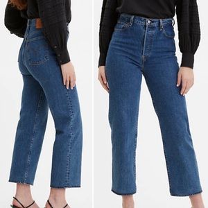 Levi’s Ribcage Straight Ankle Jeans 28 6 high rise waist button fly blue denim